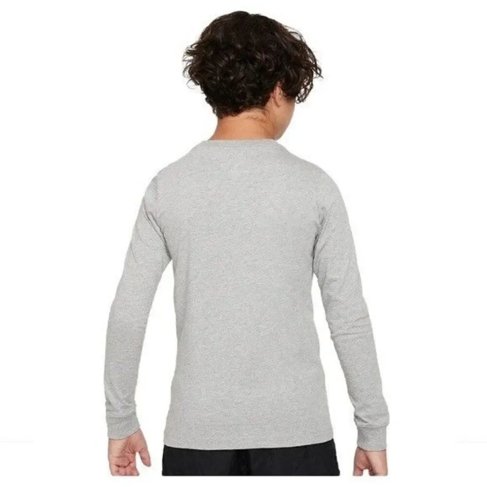 NIKE ❤️🔥NIKE SPORTSWEAR BIG KIDS' LONG-SLEEVE T-SHIRT GREY boys girls shirt M